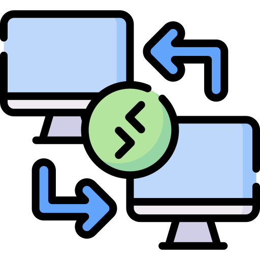 Dwa łączące się komputery – zdalna pomoc techniczna